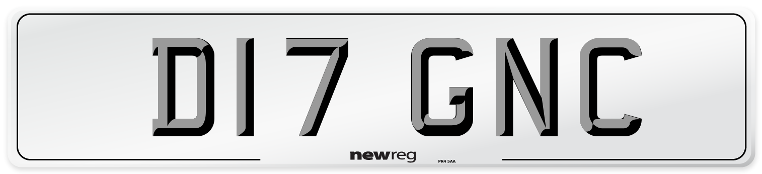 D17 GNC Number Plate from New Reg